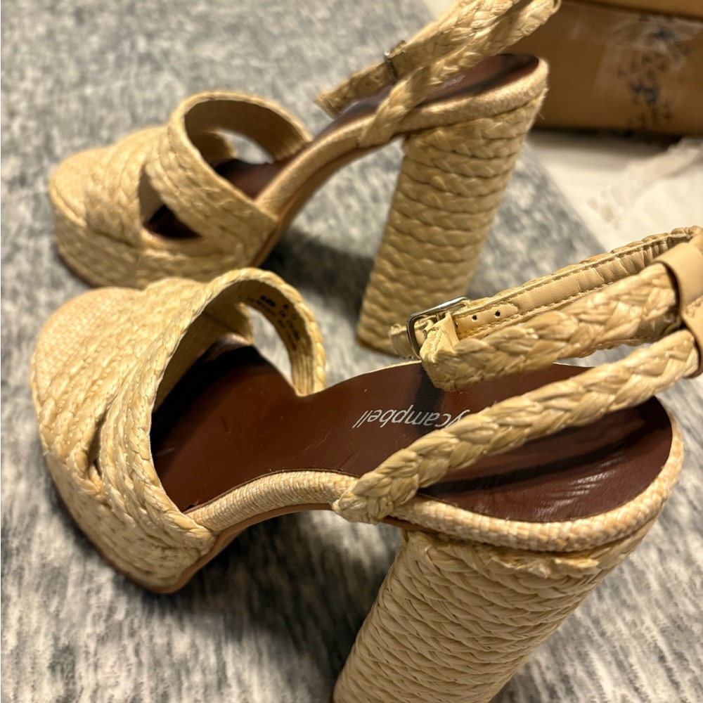 Jeffrey Campbell Beige Woven Platform Heels